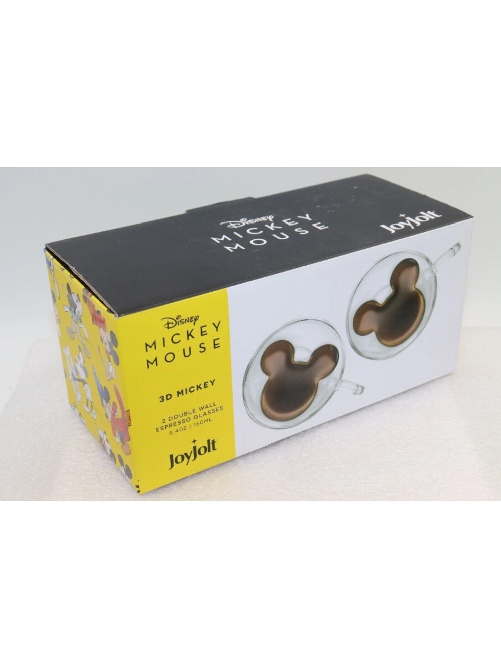 Disney Mickey Mouse 3D Mickey Double Wall Espresso Cups Set by Joyjolt - 5.4 oz